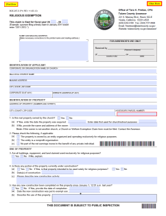 Religious Exemption - Assessor