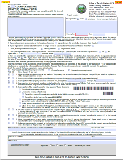 Annual Filing of Welfare Exemption - Assessor