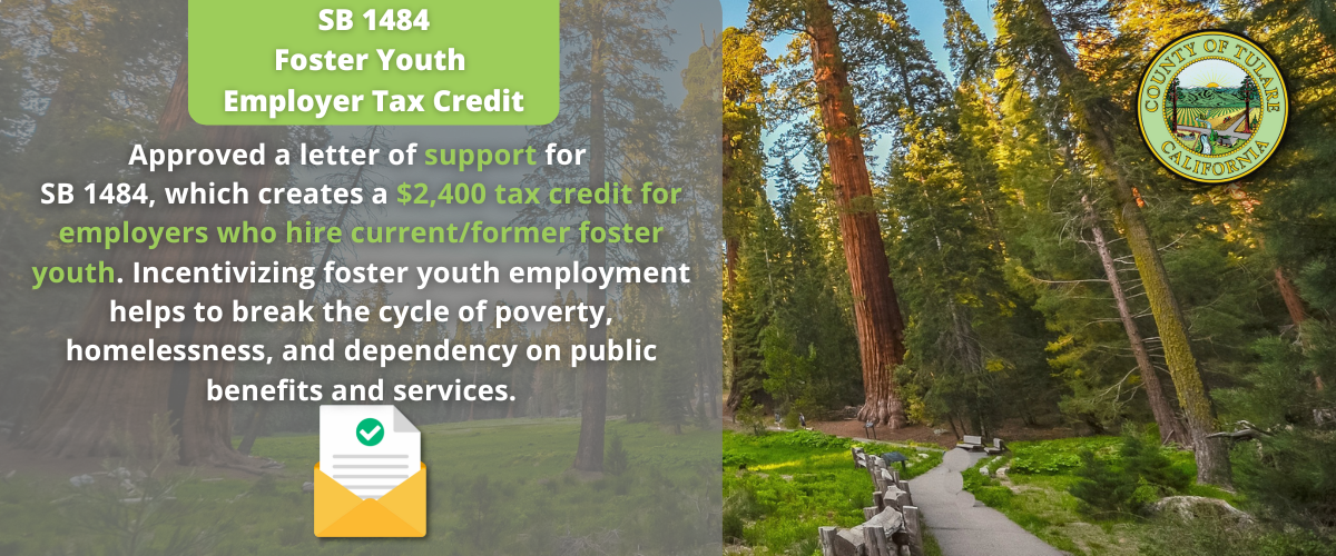 SB 1484 Foster Youth Employer Tax Credit - Letter of Support