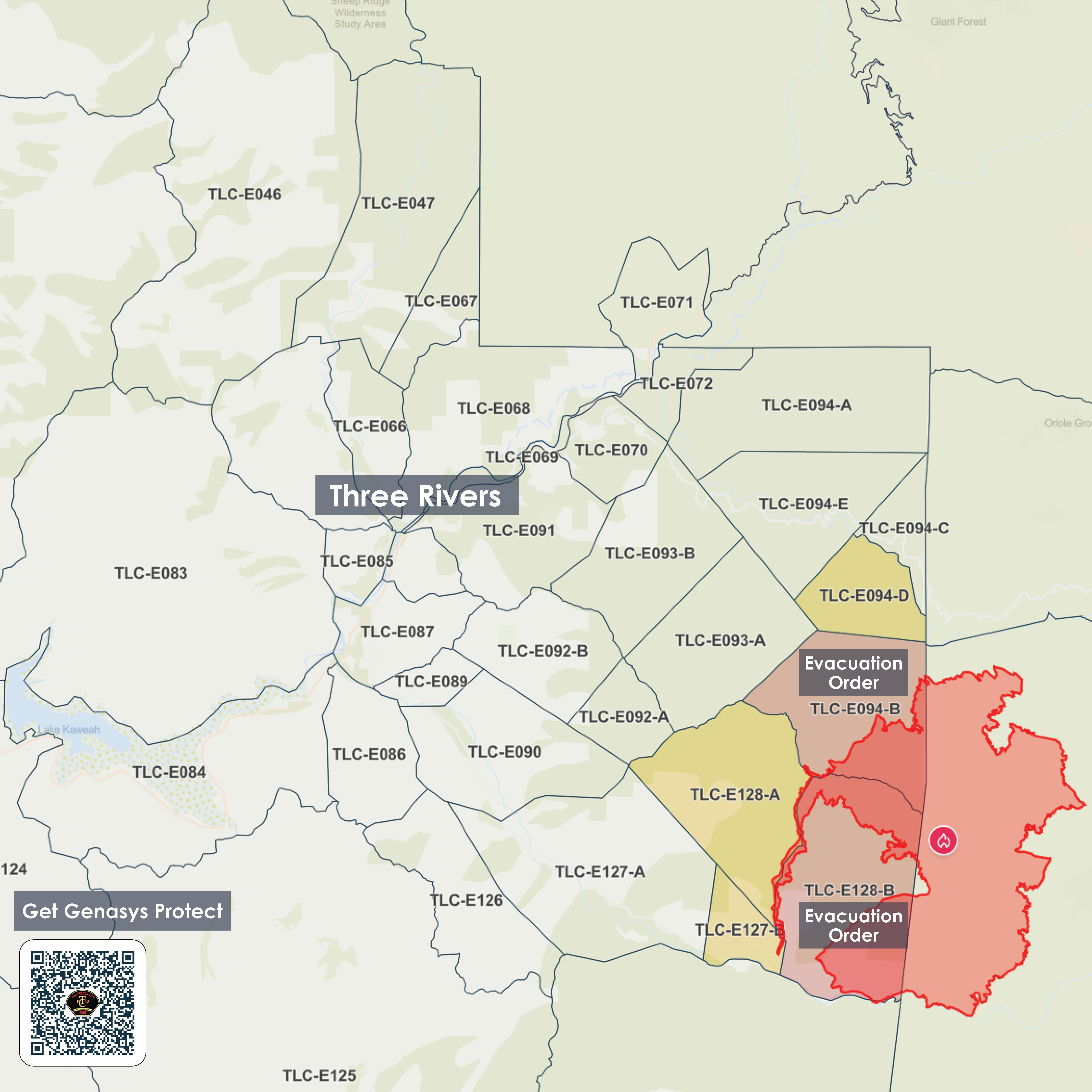 Evacuation Zones as of 8.30.24