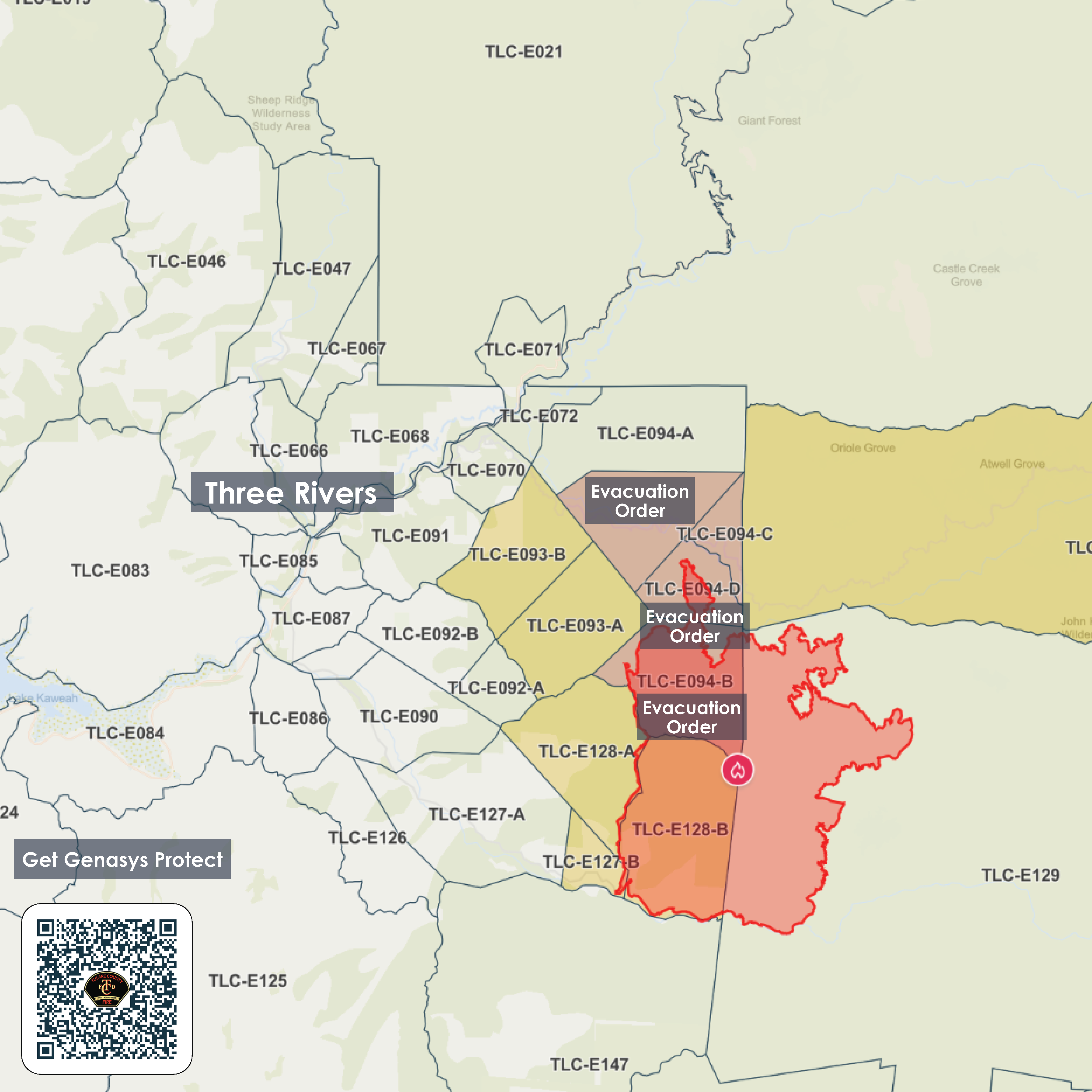 Coffee Pot Fire Evacuation Zone Order Map as of 9.1.24